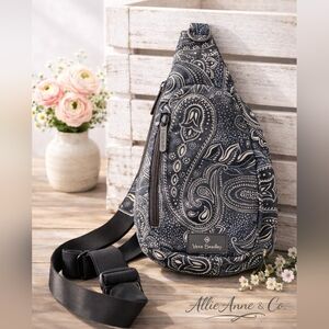 Vera Bradley Sling Backpack | Paisley Crossbody Bag | Adjustable Strap